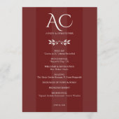 ミニマリストモノグラムストライプのローズウッドレッド結婚ズ プログラム (正面)