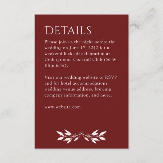 ミニマリストモノグラムストライプのローズウッドレッド詳細 エンクロージャーカード (正面)