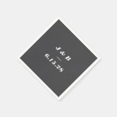 ミニマリストモノグラムソフトブラック結婚ズカスタム スタンダードカクテルナプキン (角)
