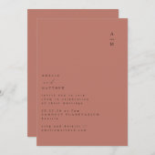ミニマリストモノグラムトレンディーシックなレンガ結婚クレイズ 招待状 (正面/裏面)