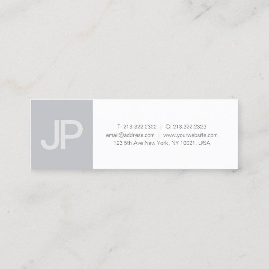 ミニマリストモノグラムトレンディーモダングレーホワイトプレーン スキニー名刺 (裏面)