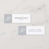 ミニマリストモノグラムトレンディーモダングレーホワイトプレーン スキニー名刺 (正面/裏面)