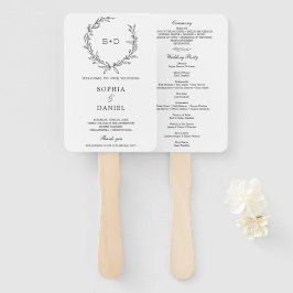 ミニマリストモノグラムフォーマル結婚式 プログラムファン ハンドファン