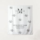 ミニマリストモノグラムブラック&ホワイトビジネスイベント タペストリー (正面)