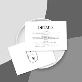 ミニマリストモノグラムブラック&ホワイト結婚ズ詳細 エンクロージャーカード