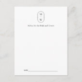 ミニマリストモノグラムブラック&ホワイト結婚ズ アドバイスカード (正面)