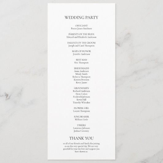 ミニマリストモノグラムブラック&ホワイト結婚ズ プログラム (裏面)