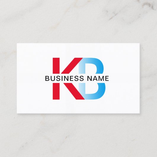 ミニマリストモノグラムブルー&レッド文字ロゴ 名刺 (正面)