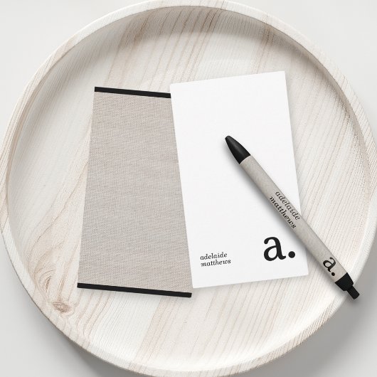 ミニマリストモノグラムベージュリフェイクネンイニシャル名 ノートカード