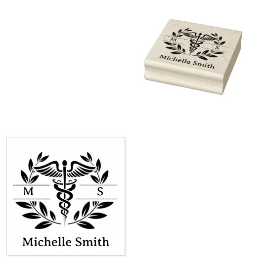 ミニマリストモノグラムメディカルシンボルドクターナース ラバースタンプ (押印)