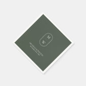 ミニマリストモノグラムモスグリーン結婚ズ スタンダードカクテルナプキン (角)