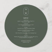 ミニマリストモノグラムモスグリーン結婚ズ メニュー (正面)