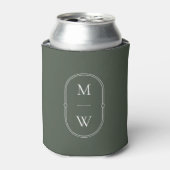 ミニマリストモノグラムモスグリーン結婚ズ 缶クーラー (缶正面)