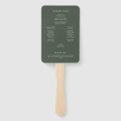 ミニマリストモノグラムモスグリーン結婚式 プログラム ハンドファン (裏面)