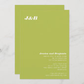 ミニマリストモノグラムライムシャルト結婚ルーズ 招待状 (正面/裏面)