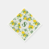 ミニマリストモノグラムレモン離れと スタンダードカクテルナプキン (角)