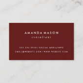 ミニマリストモノグラム深いレッド 名刺 (裏面)