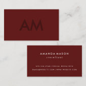 ミニマリストモノグラム深いレッド 名刺 (正面/裏面)