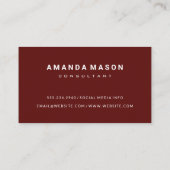 ミニマリストモノグラム深いレッド |大理石 名刺 (裏面)