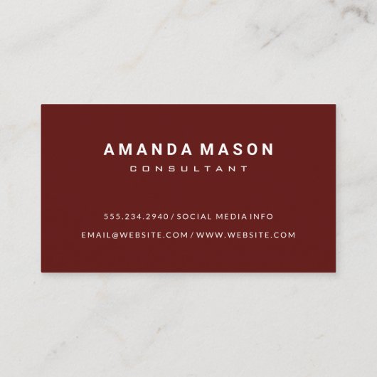 ミニマリストモノグラム深いレッド |大理石 名刺 (裏面)