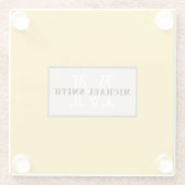 ミニマリストモノグラム深いレモン背景 ガラスコースター (裏面)