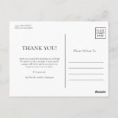 ミニマリストモノグラム白黒結婚ズ・サンキュー ポストカード (裏面)