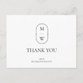 ミニマリストモノグラム白黒結婚ズ・サンキュー ポストカード (正面)