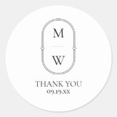 ミニマリストモノグラム白黒結婚ズ・サンキュー ラウンドシール (正面)