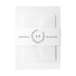 ミニマリストモノグラム結婚式招待状ベリーバンド 招待状ベリーバンド