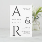 ミニマリストモノグラム結婚式招待状 招待状 (スタンド正面)