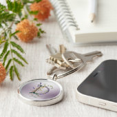 ミニマリストモノグラム'D'ラベンダー&つる植物 キーホルダー (側面)