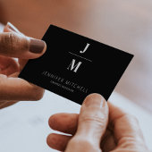 ミニマリストモノグラムQRコードプロフェッショナルブラック 名刺