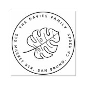 ミニマリストモンスターリーフ&ラウンド差出人住所 セルフインキングスタンプ (デザイン)