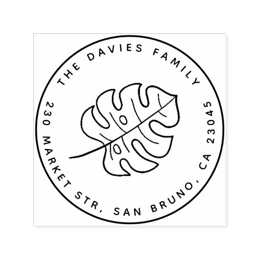 ミニマリストモンスターリーフ&ラウンド差出人住所 セルフインキングスタンプ (デザイン)