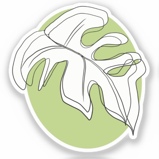 ミニマリストモンステラ葉幾何学形状 シール (正面)