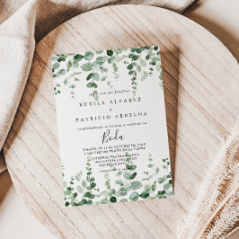 ミニマリストユーカリスペインの結婚式招待状 招待状