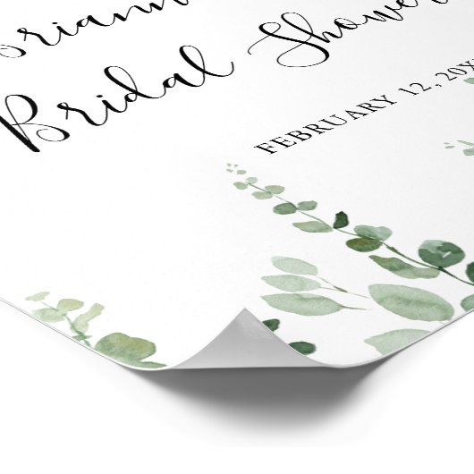 ミニマリストユーカリブライダルシャワーウェルカムポスター ポスター (角)