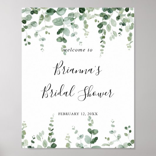 ミニマリストユーカリブライダルシャワーウェルカムポスター ポスター (正面)