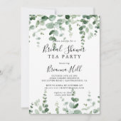 ミニマリストユーカリブライダルシャワーティーパーティー 招待状 (正面)