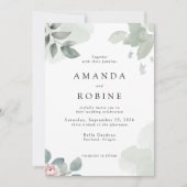 ミニマリストユーカリプスグリーンリー結婚式招待状 招待状 (正面)