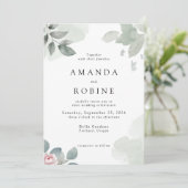 ミニマリストユーカリプスグリーンリー結婚式招待状 招待状 (スタンド正面)