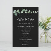 ミニマリストユーカリプタスブラック結婚式 プログラム (スタンド正面)
