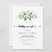 ミニマリストユーカリプタスベビー散水 招待状 (正面)