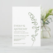 ミニマリストユーカリプトゥスグリーン結婚式招待状 招待状 (スタンド正面)