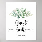 ミニマリストユーカリプトゥスゲストブックサイン ポスター (正面)