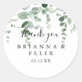 ミニマリストユーカリプトゥスサンキューユー結婚式の引き出物 ラウンドシール (正面)