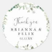 ミニマリストユーカリプトゥスサンキューユー結婚式の引き出物 ラウンドシール (正面)