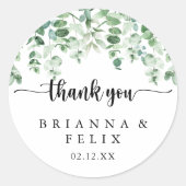 ミニマリストユーカリプトゥスサンキューユー結婚式の引き出物 ラウンドシール (正面)