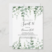 ミニマリストユーカリプトゥススウィート16バースデーパーティー 招待状 (正面)