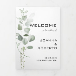 ミニマリストユーカリプトゥストリフォールド結婚式 プログラム